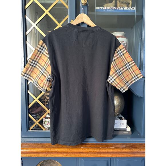 Burberry Serra Nova Check Black Oversized Tee Shirt Large L 8014895 - Picture 9 of 16